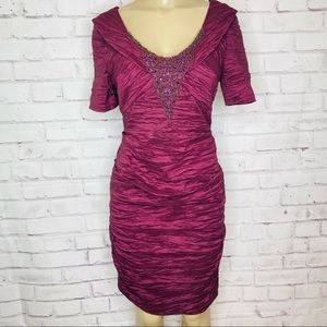 Alex Evenings Burgundy Textured Dress
